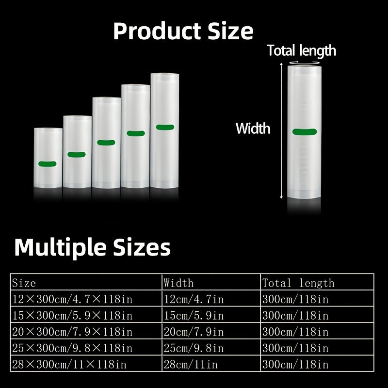 Lot 5 Rouleaux Sacs Sous Vide Sans BPA – 5 Largeurs × 300 cm