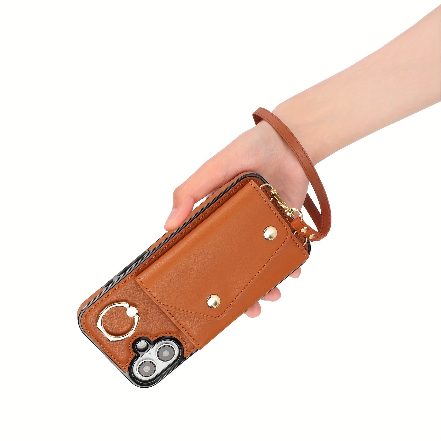 Étui Portefeuille Bandoulière iPhone – Similicuir, Support Intégré, Anti-Choc 📱✨
