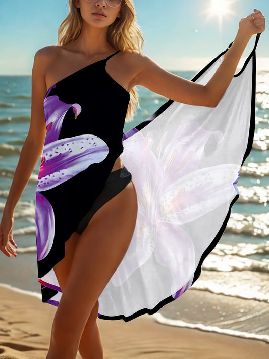 Pareo Femme Floral Cache-Cou - Tissu Leger, Style Decontracte, 3 Coloris, S au XXL