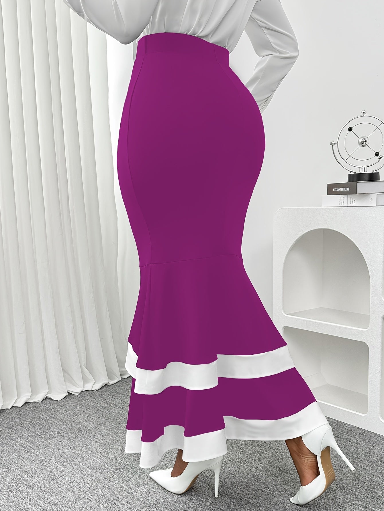 Jupe Sirene Femme - Style Elegant, Coupe Moulante, Toutes Saisons, 4 Coloris