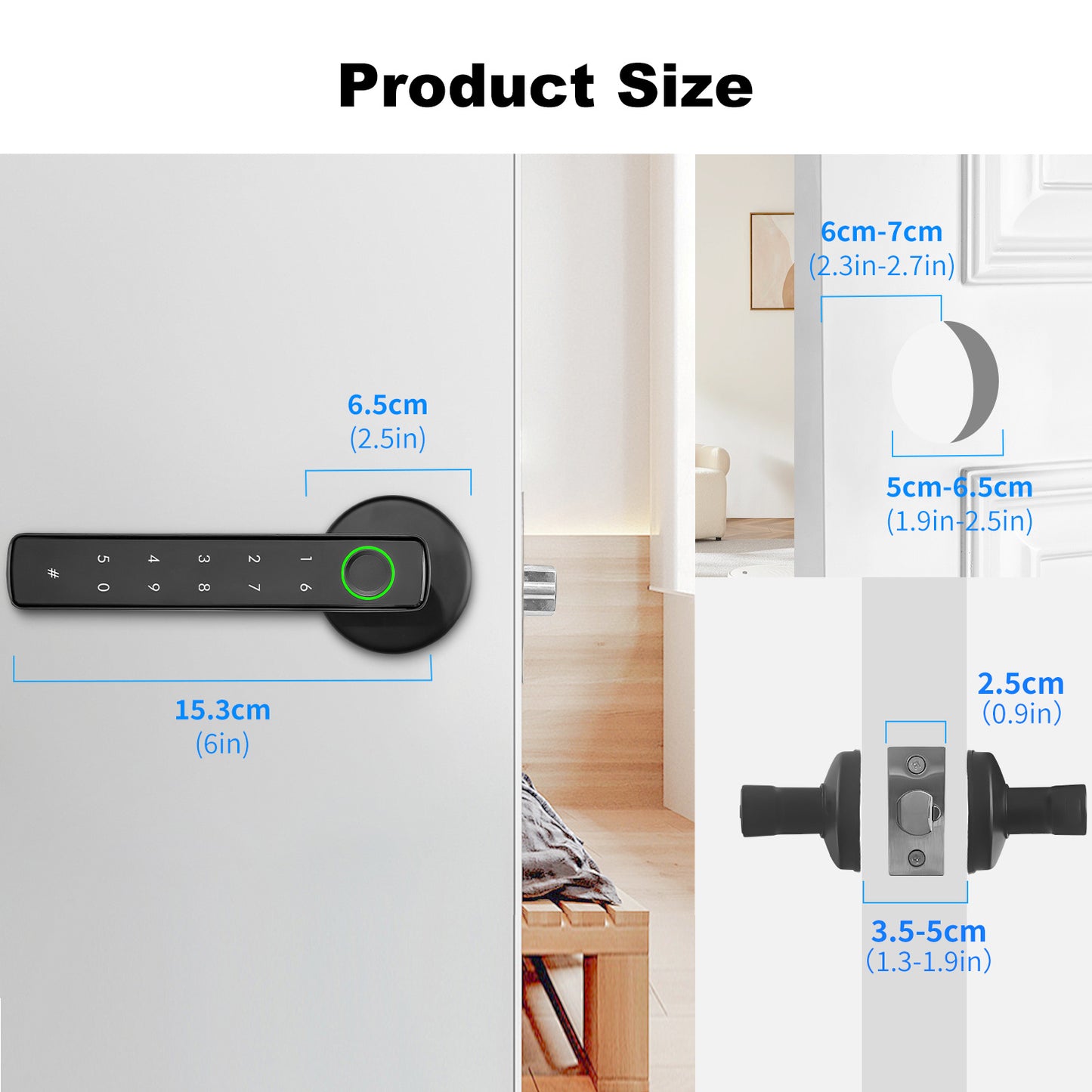 Serrure Connectée Biométrique MANENVARI 4-en-1 – Empreinte Digitale, Application Tuya, Mot de Passe & Clé | Alliage Aluminium