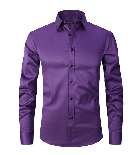 Chemise Stretch Homme Manches Longues - Infroissable, Coupe Ample, Usage Pro, 11 Coloris