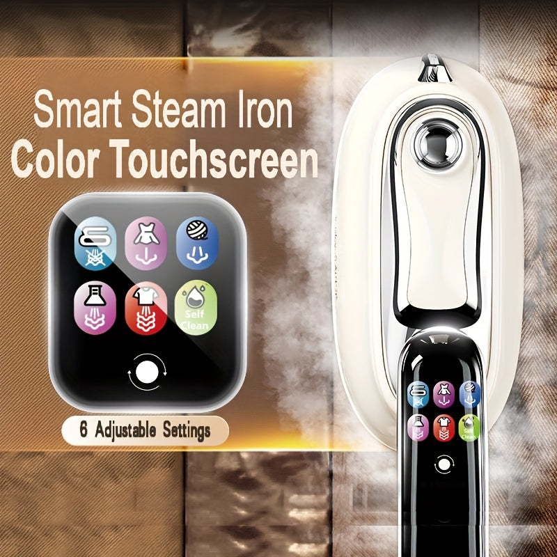 Fer a Repasser Vapeur Intelligent 6 Temperatures Autonettoyage Ecran HD Reservoir 160ml - 220-240V Beige Noir