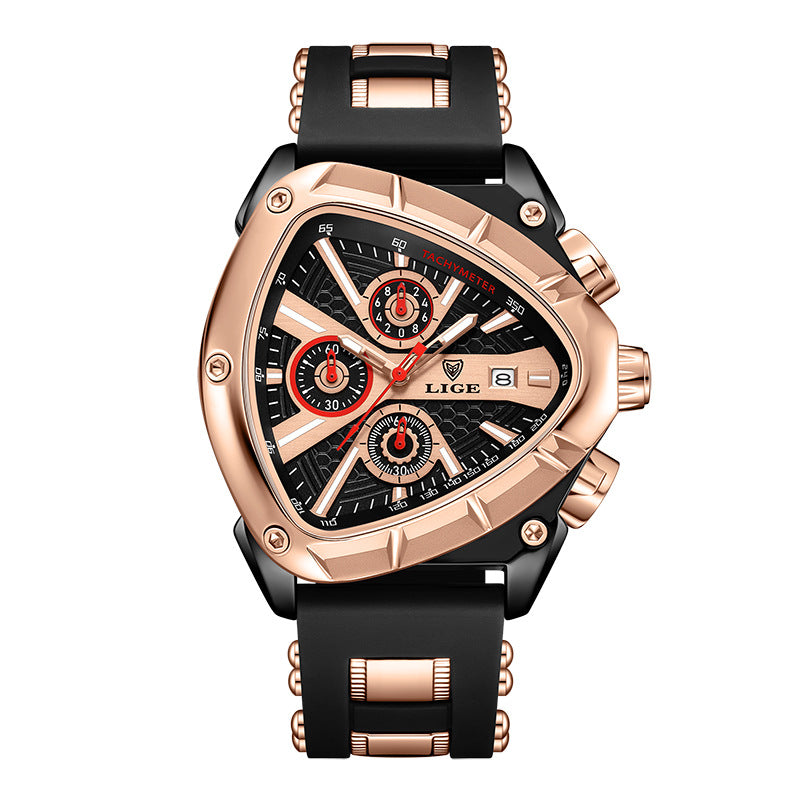 Montre Polygon Homme Etanche 30M Lumineuse avec Calendrier - Boitier Acier, Bracelet Silicone, 5 Coloris