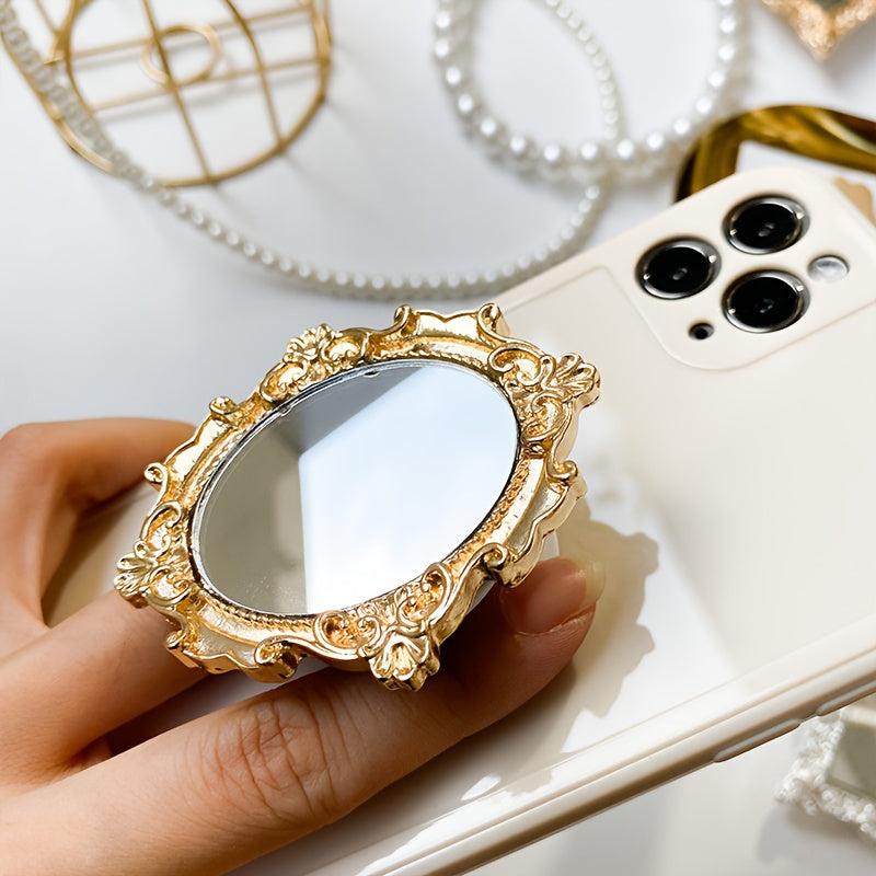 Support Téléphone Pliable ABS avec Miroir – Coussinet Adhésif, Doré & Argenté