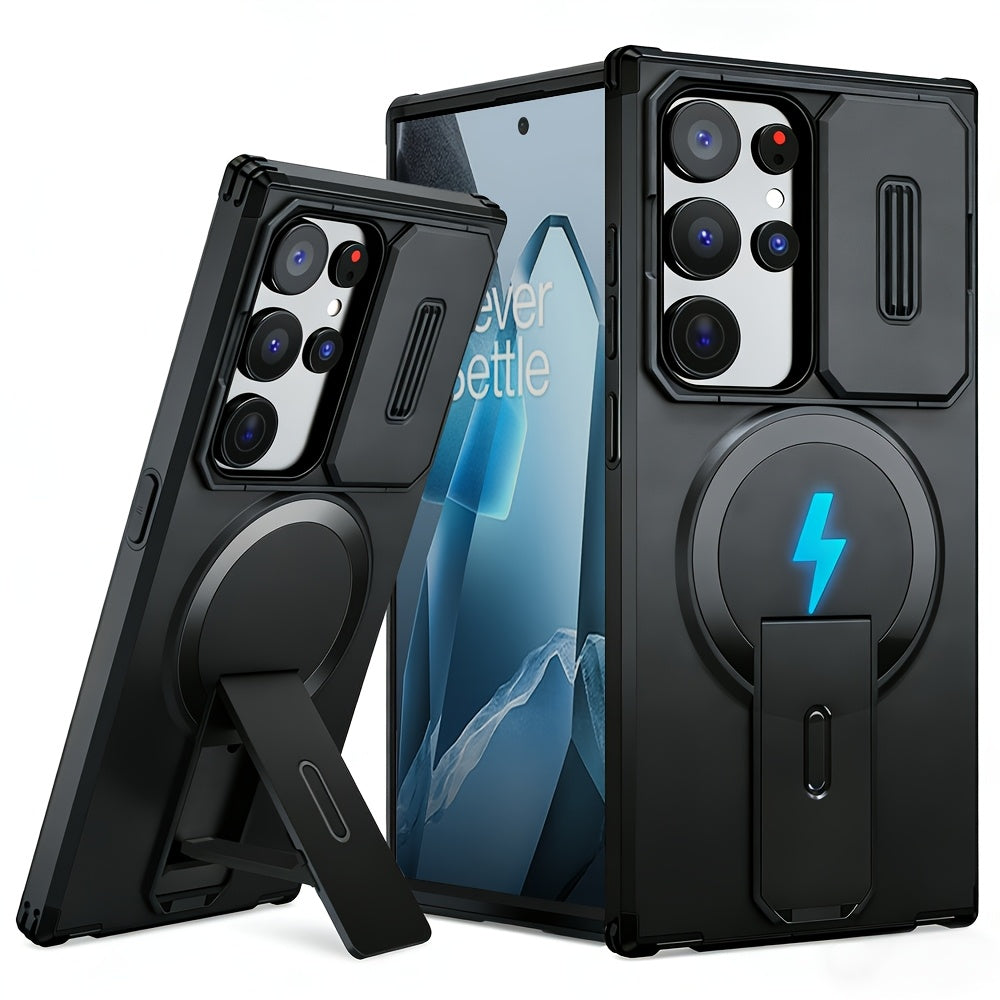 Coque Rigide PC Antichoc Samsung Galaxy - Support Integre, Compatible S23 S24 S25 Ultra Plus FE A16 A17 A56, 4 Coloris