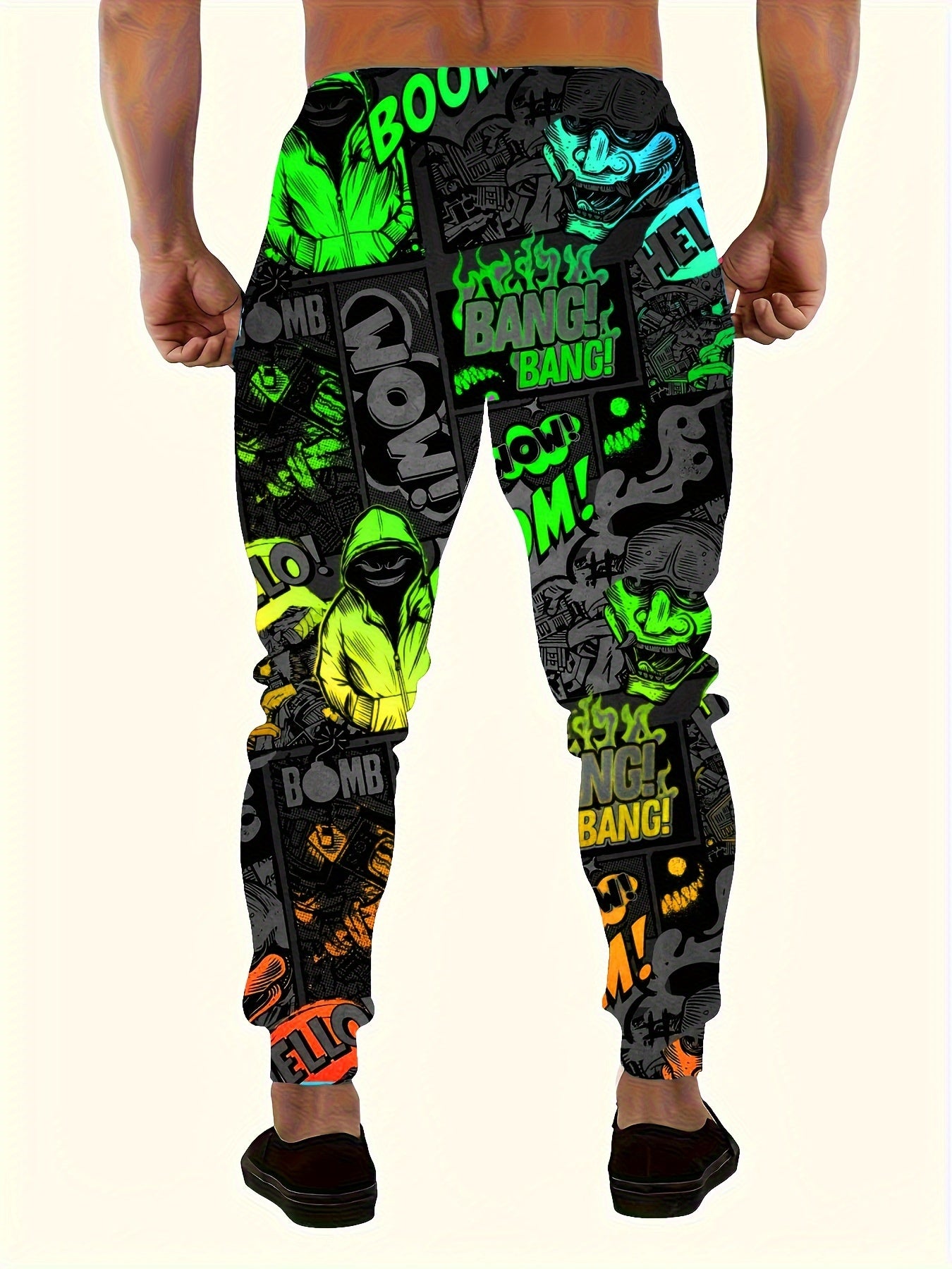 Pantalon Ample Imprimé Homme — 100% Polyester Extensible | 8 Coloris | S-XXL | Style Décontracté Sport