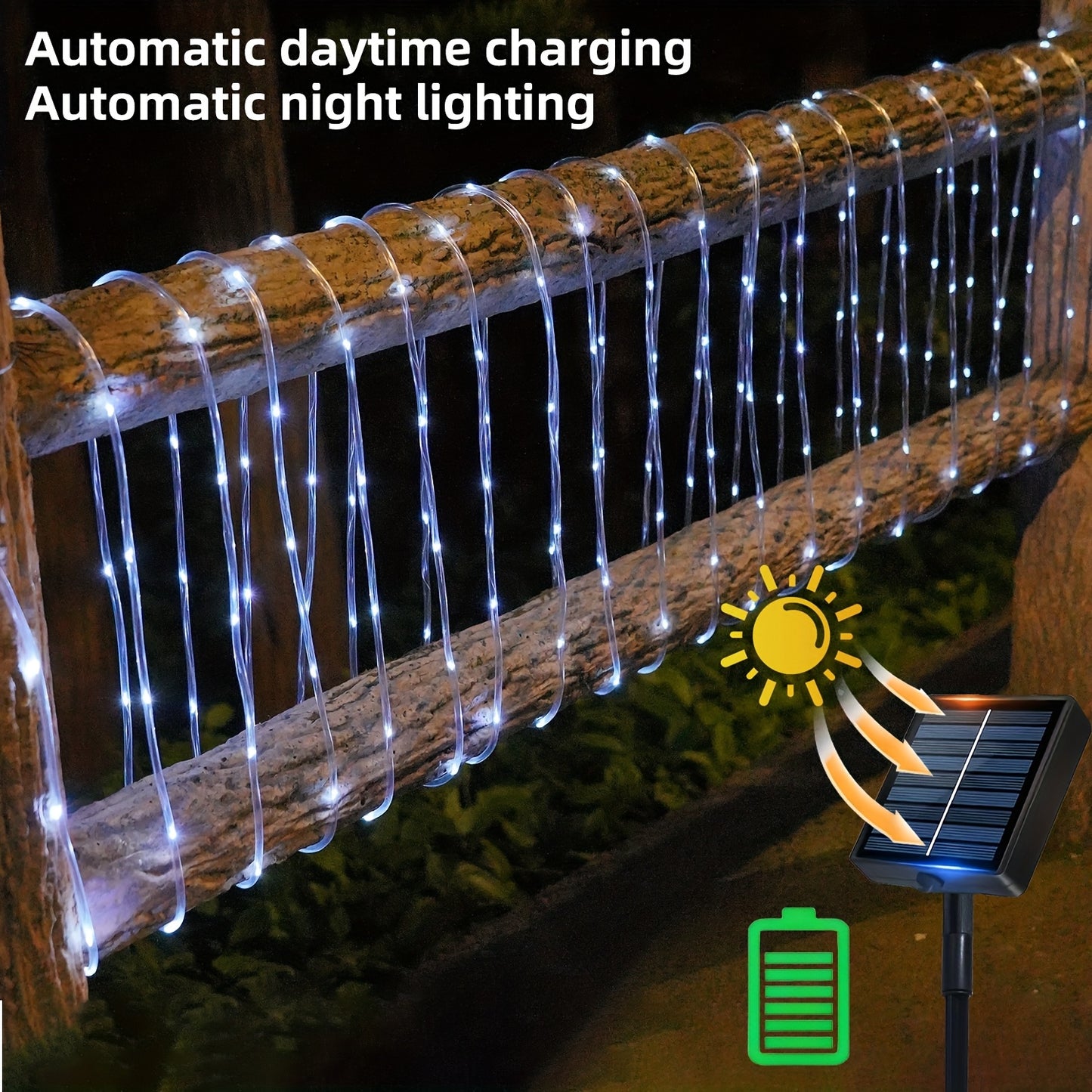 Guirlande Solaire LED - 8 Modes, IPX4, Telecommande, Interieur Exterieur, 50 a 300 LED