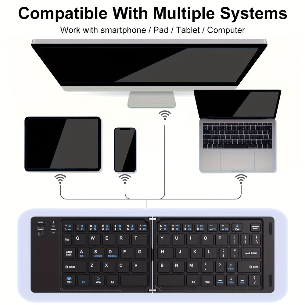 Clavier Pliable Sans Fil Bluetooth Rechargeable USB-C - Compatible iOS Android Windows
