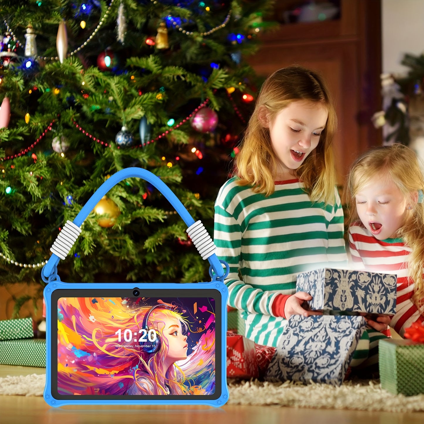 Tablette Enfants 7 Pouces Android 13 - Etui de Protection, 2GB RAM + 32GB ROM, Processeur Quadricœur, Double Camera, Wi-Fi, USB-C, 3 Ans et Plus
