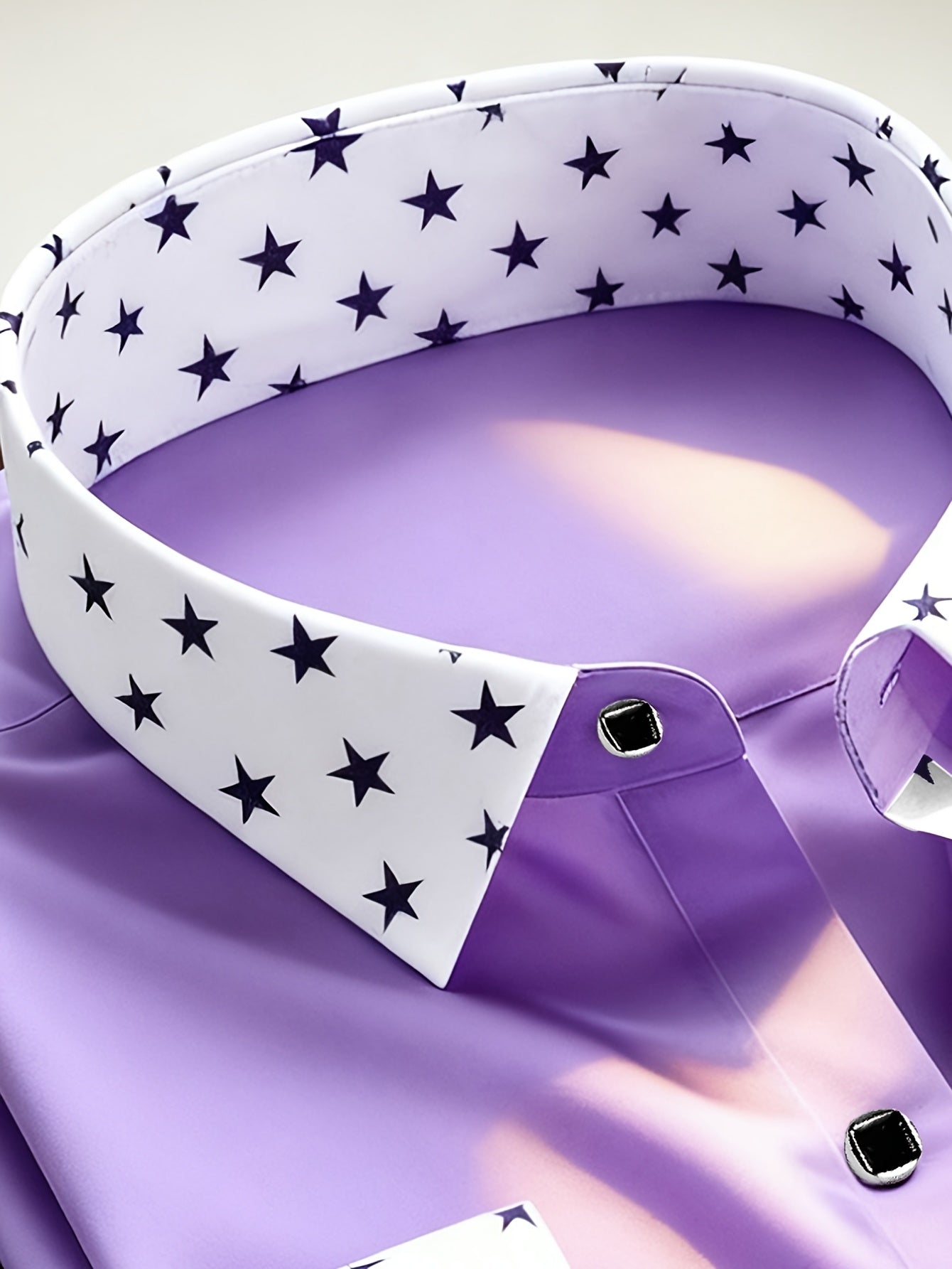 Chemise Homme Manches Longues Motif Galaxie Etoiles - Slim Col Revers Polyester