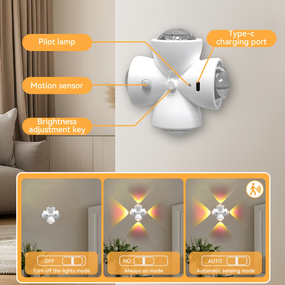 Lot de 2 Veilleuses LED Intelligentes – Détecteur de Mouvement, Rechargeable USB 💡🏠