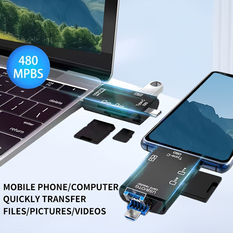 Lecteur de cartes OTG multifonction 6 en 1, adaptateur de carte SD/TF et clé USB - Topdecheztop.fr