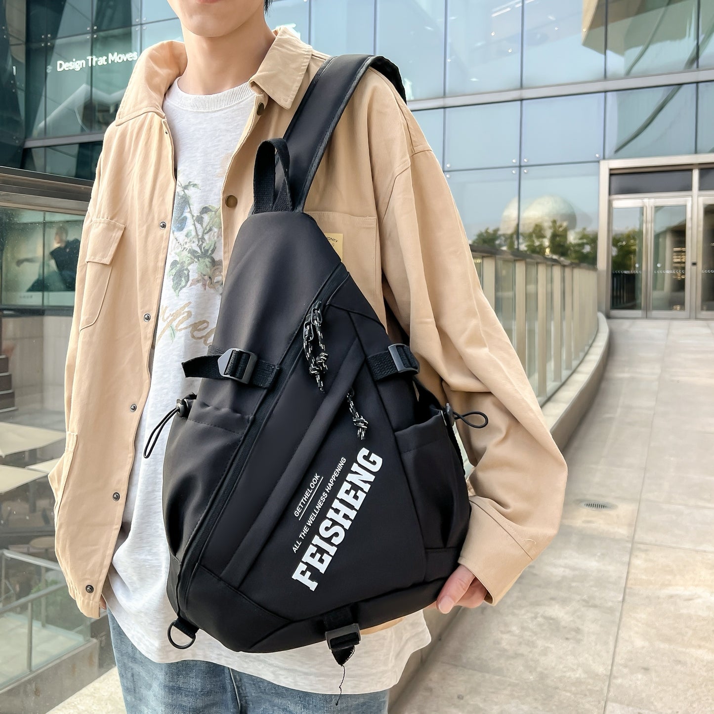 Sac Bandoulière Homme Grande Capacité – Nylon, Bandoulière Réglable 1,2m, 4 Coloris