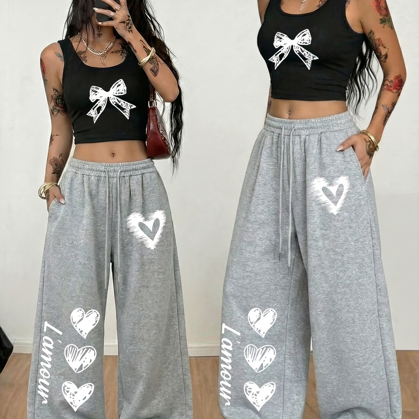 Ensemble 2 Pièces Style Y2K Femme – Débardeur Ajusté & Pantalon Large Élégant | Toutes Saisons | XS au XL