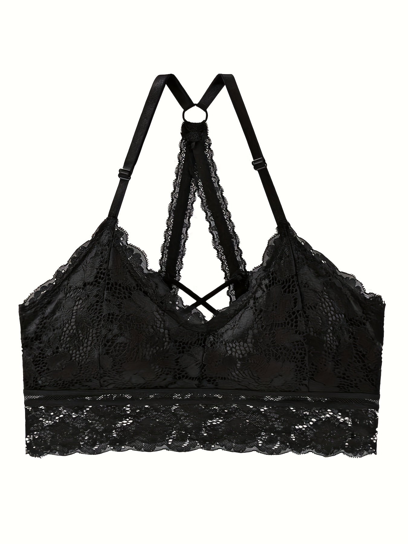 Bralette en Dentelle Femme Sans Armatures - Rembourrage Amovible, Detail Croix