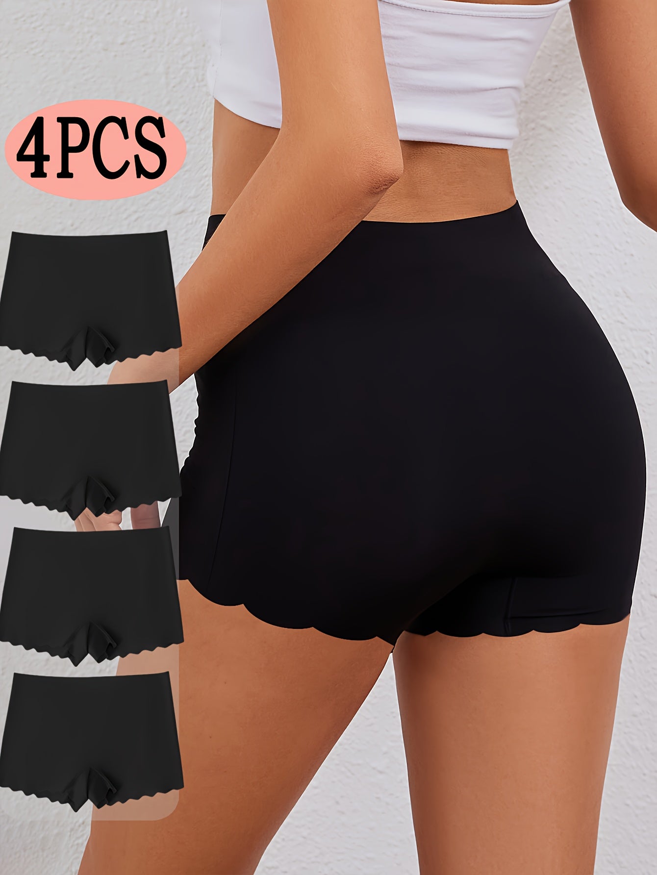 Lot de 4 Culottes Shorty Femme Mi-Haute - Doux, Extensible & Elegant