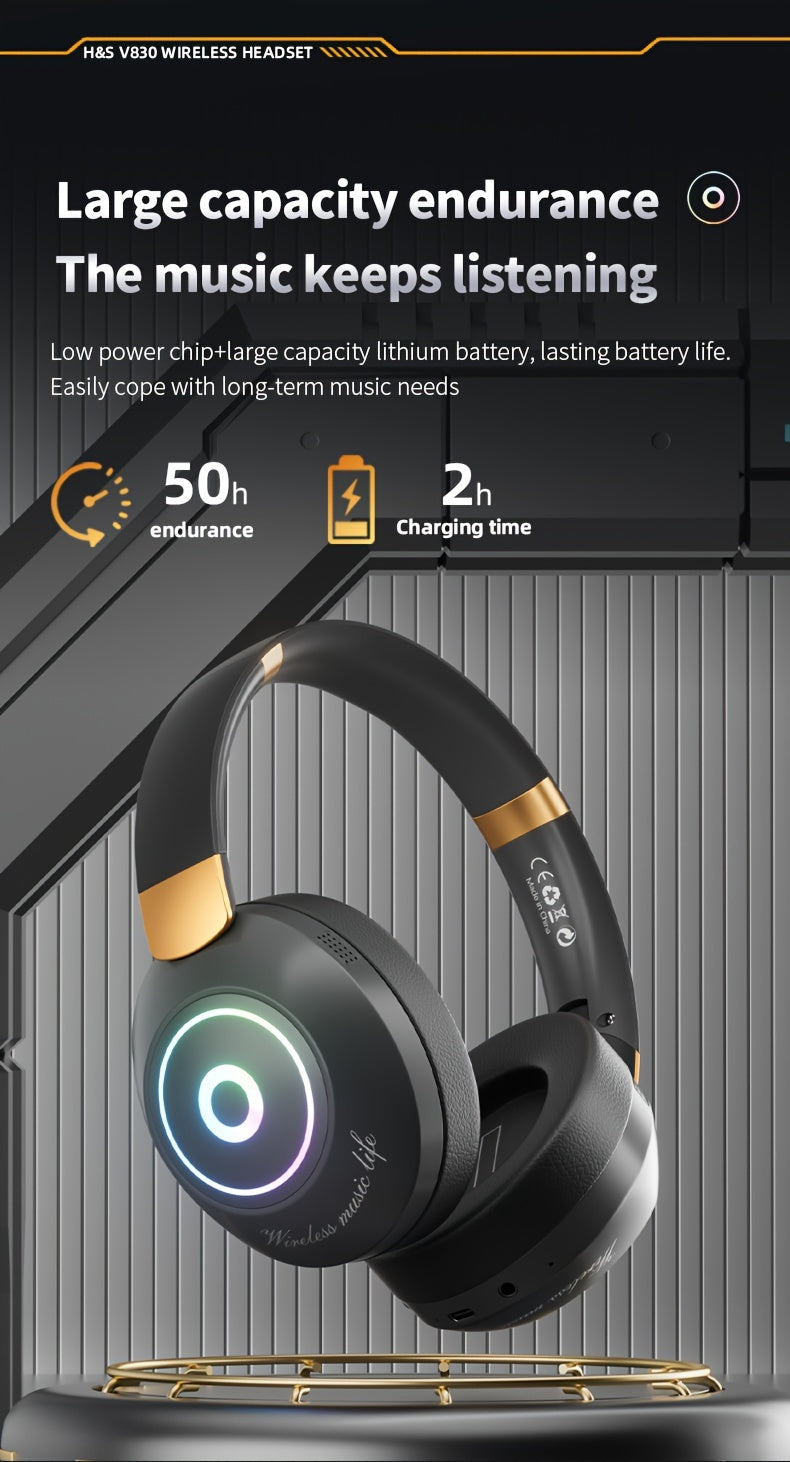 Casque Sans Fil Pliable avec Lumières LED – Gaming & Musique, Batterie 200mAh & USB-C | Noir & Blanc