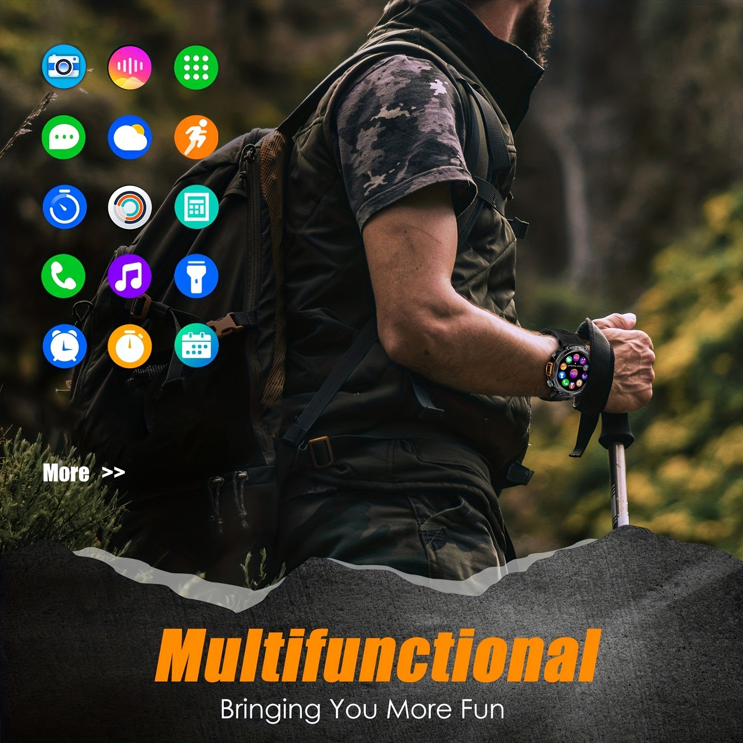 Montre connectée  pour homme avec écran TFT 360p, écran 3,68 cm - Topdecheztop.fr