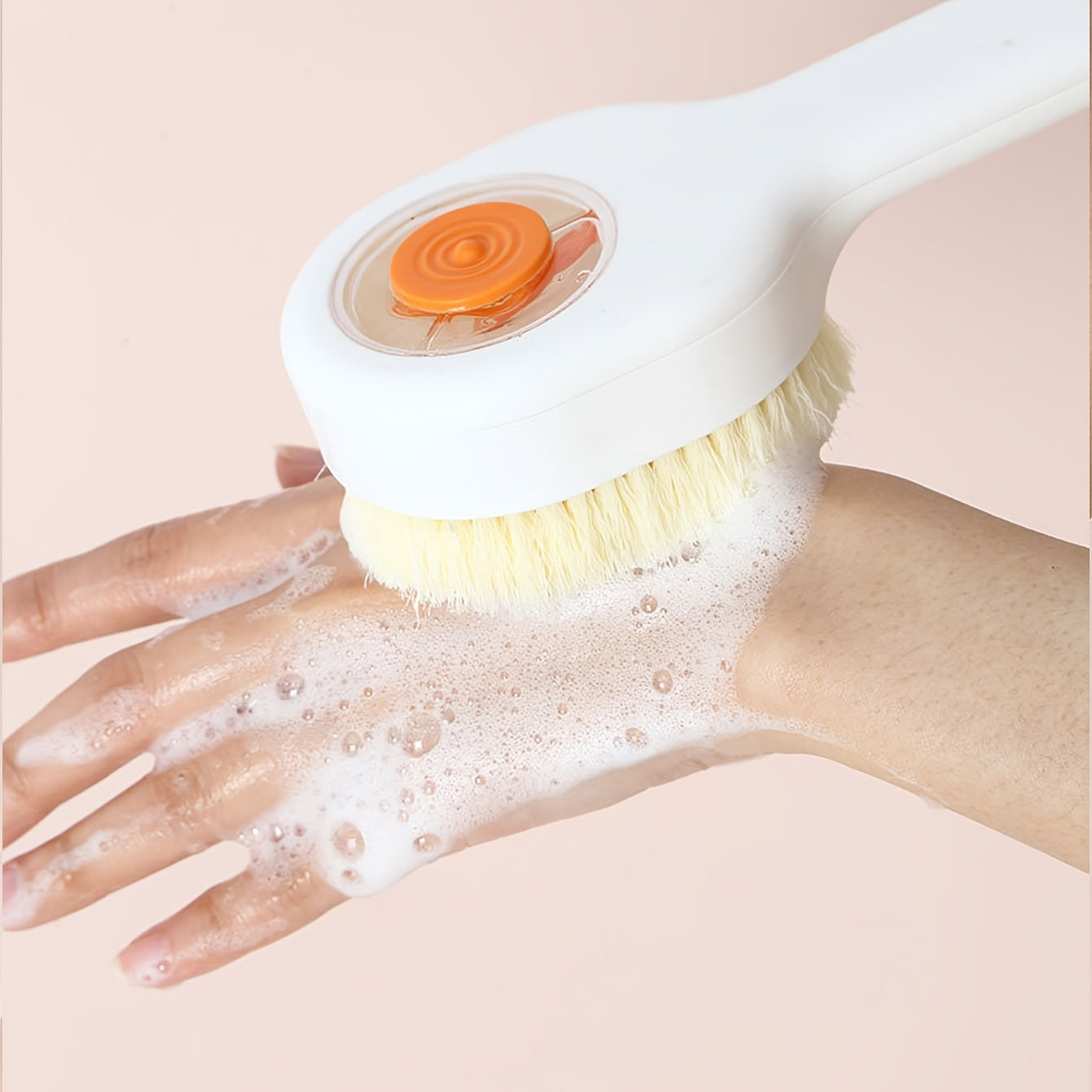 Brosse de bain long manche nylon - Frotter le dos + boule exfoliante incluse, 3 coloris