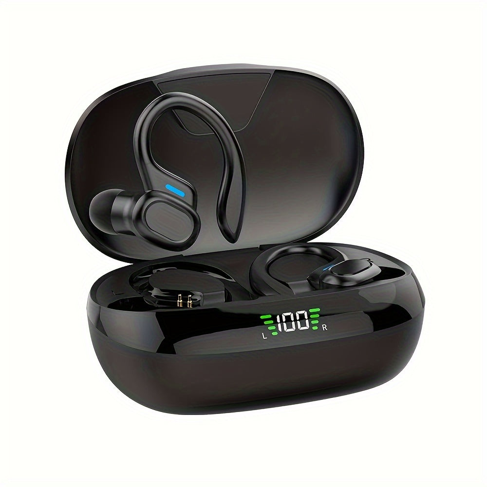Ecouteurs sans fil LAN XUN crochets oreille - Batterie 300mAh, USB-C, boitier charge, micro condensateur, rouge ou noir