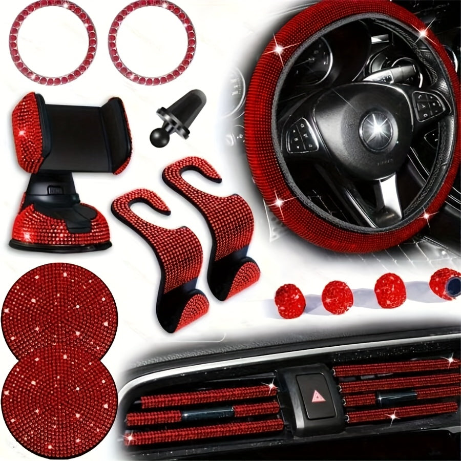 Kit 30 Strass Decoration Interieur Voiture - Volant & Grilles d'Aeration
