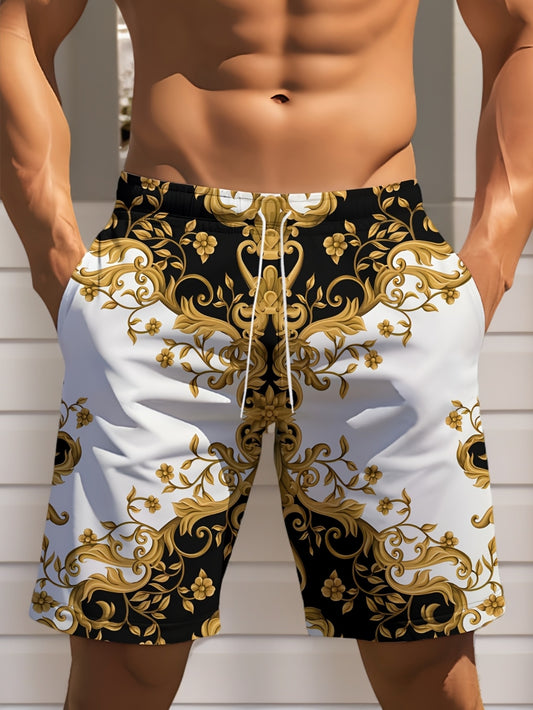 Short Homme Motif Géométrique avec Cordon de Serrage - Style Décontracté