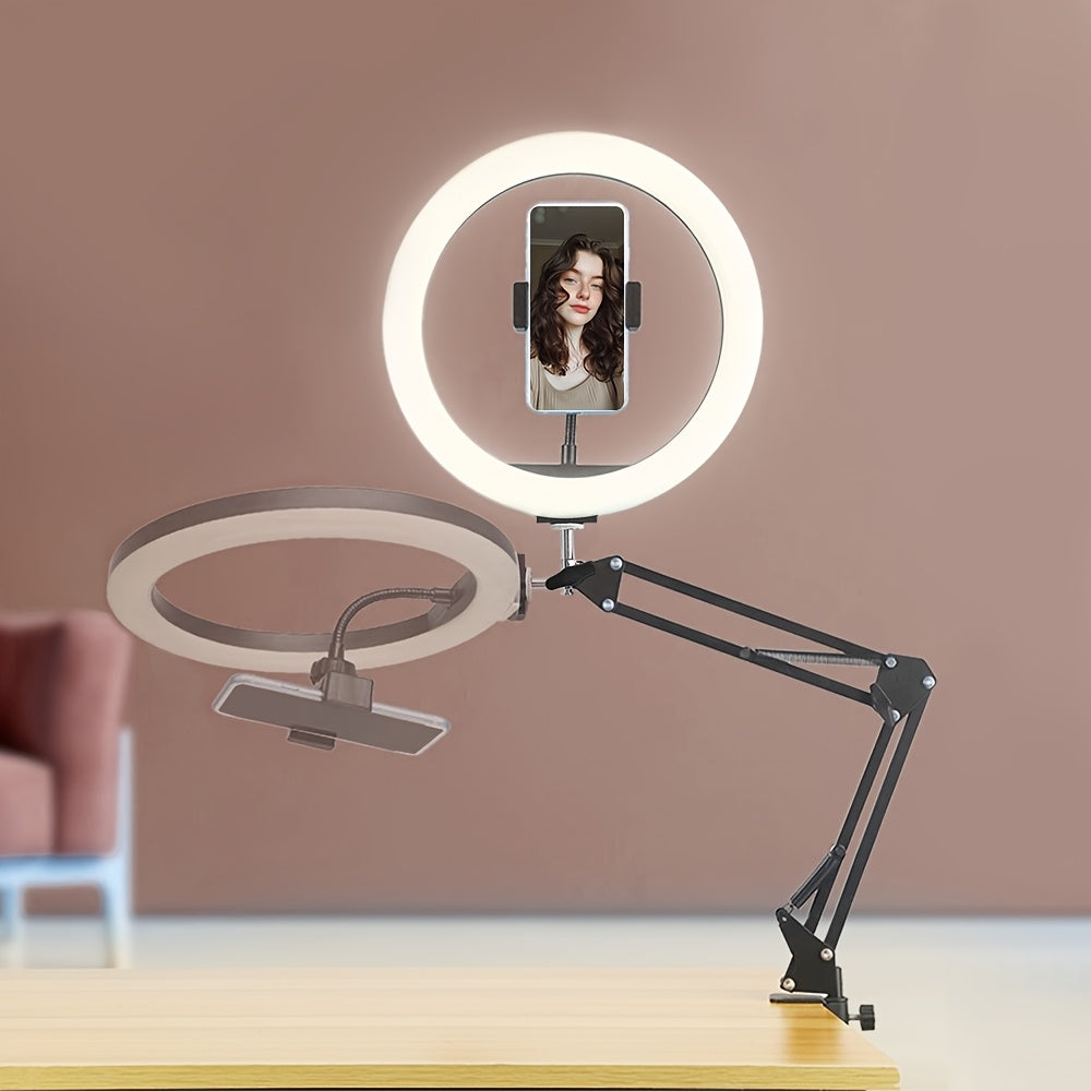 Anneau Lumineux LED AMILL – Support Smartphone, Contrôle Bouton, Alimentation USB, Étalonnage Couleurs