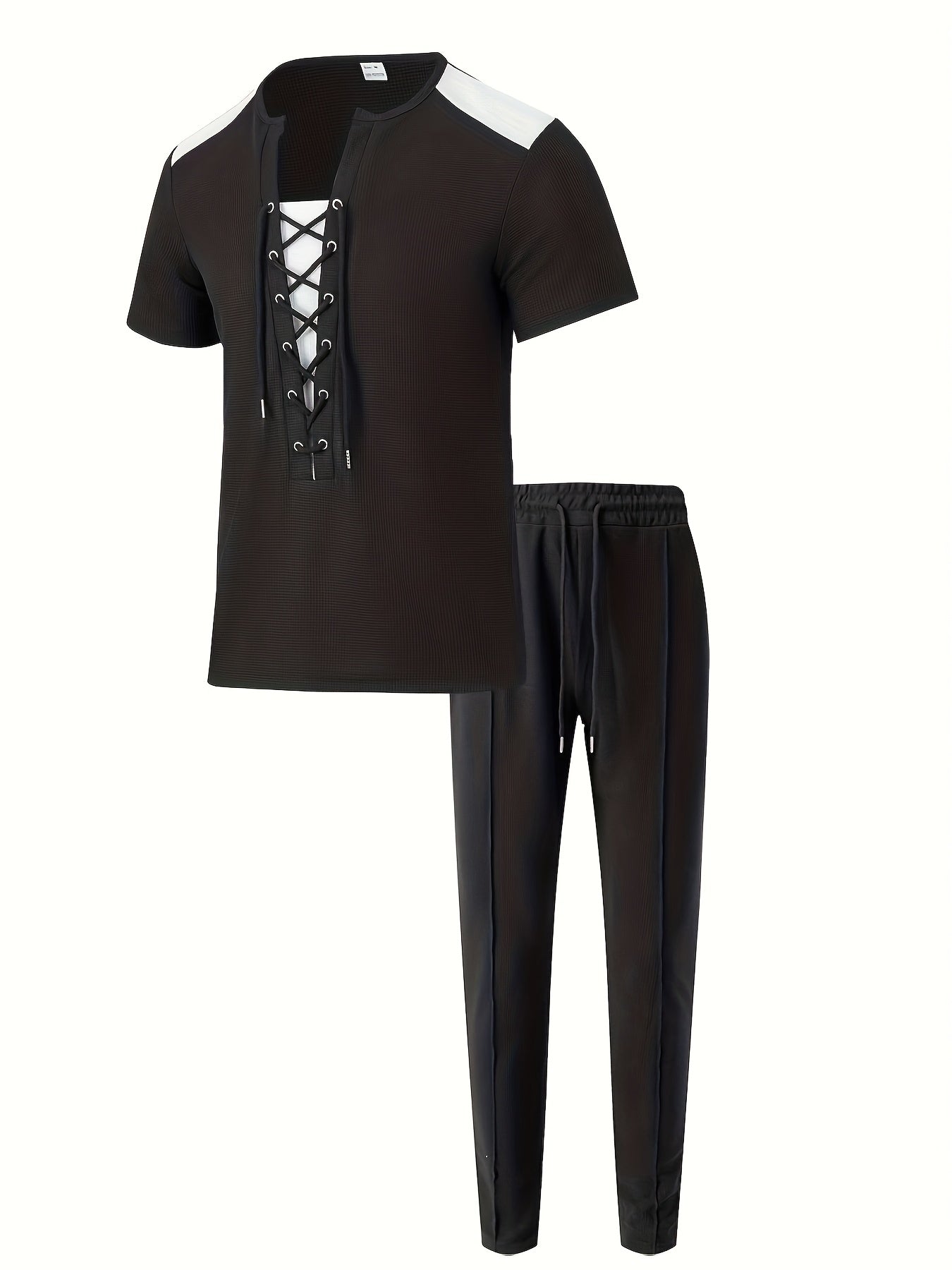 Ensemble jogging homme haut et pantalon à cordon - Col ras du cou, 6 coloris, printemps-automne