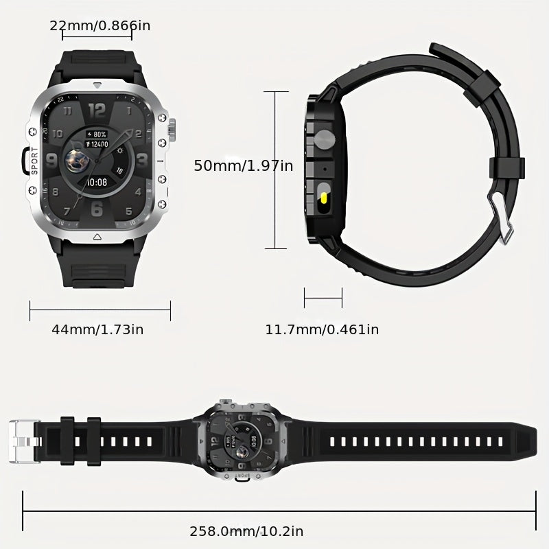 Montre Connectée Homme Paearofero — Cadran Carré 5,1cm, Bracelet Silicone, Appel & Suivi, 3 Coloris