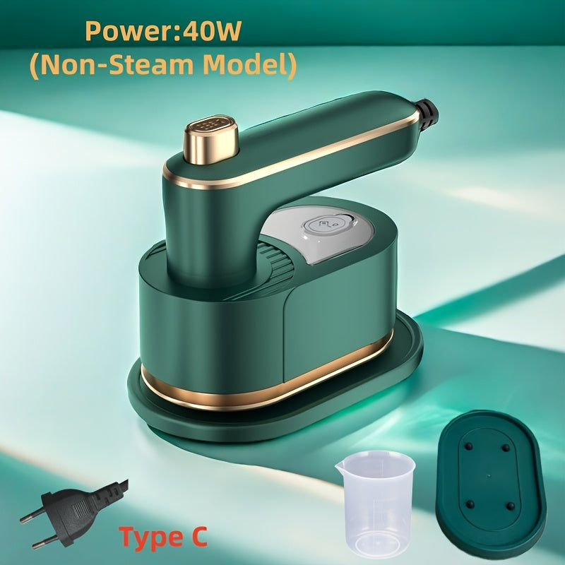 Mini Fer a Repasser Portable Chauffage Rapide - Vapeur 1000W ou Sans Vapeur 40W Maison et Voyage Vert Gris
