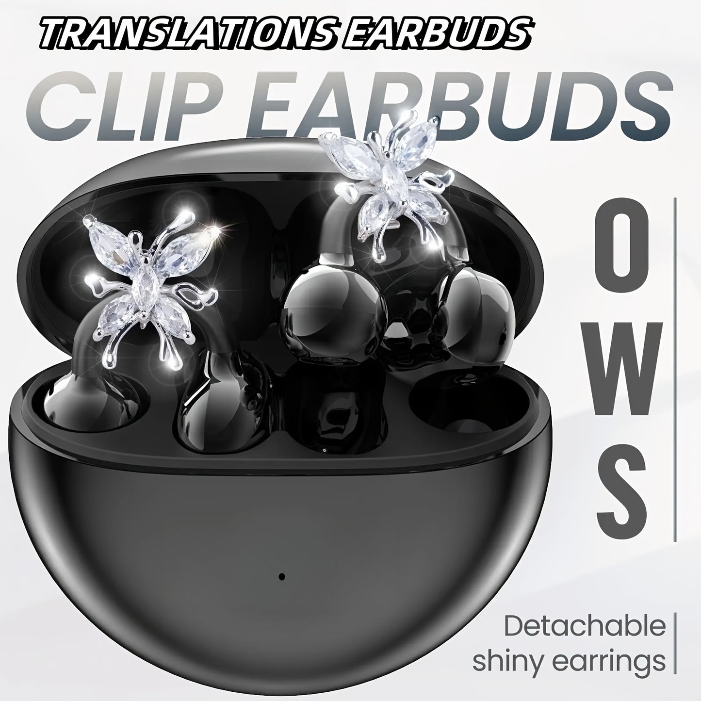 Ecouteurs Bluetooth 5.3 Sans Fil Traduction Multilingue 50h - Boucles Oreilles Pierres Micro Integre