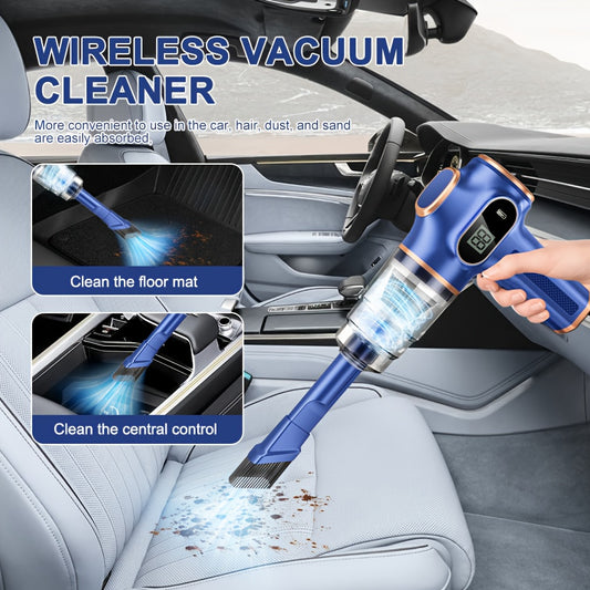 Aspirateur portable sans fil 2 en 1 BELIBUY - 18000 Pa, souffleur, ecran LED, recharge USB, noir ou bleu