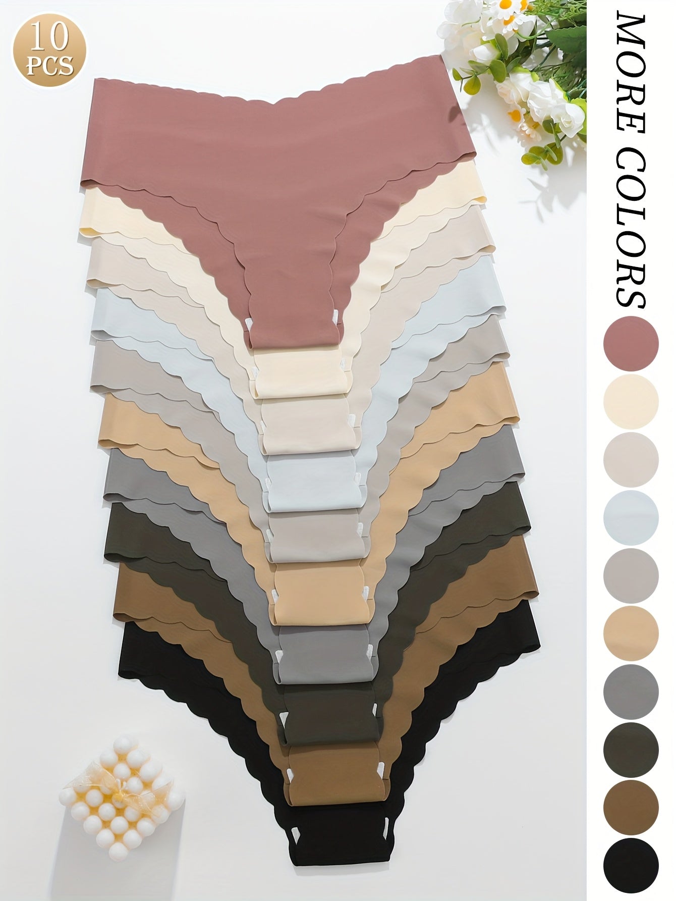 Lot de 10 Culottes Femme Mi-Haute Elegantes - Douces & Confortables