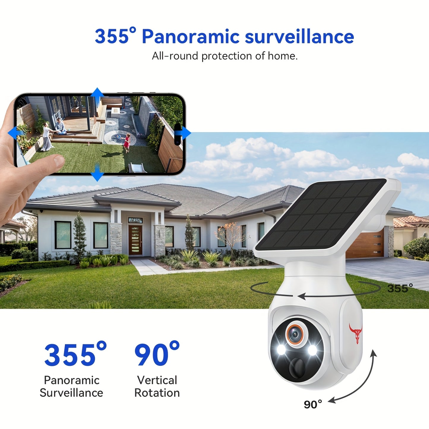 Caméra de sécurité extérieure solaire WiFi 1080p