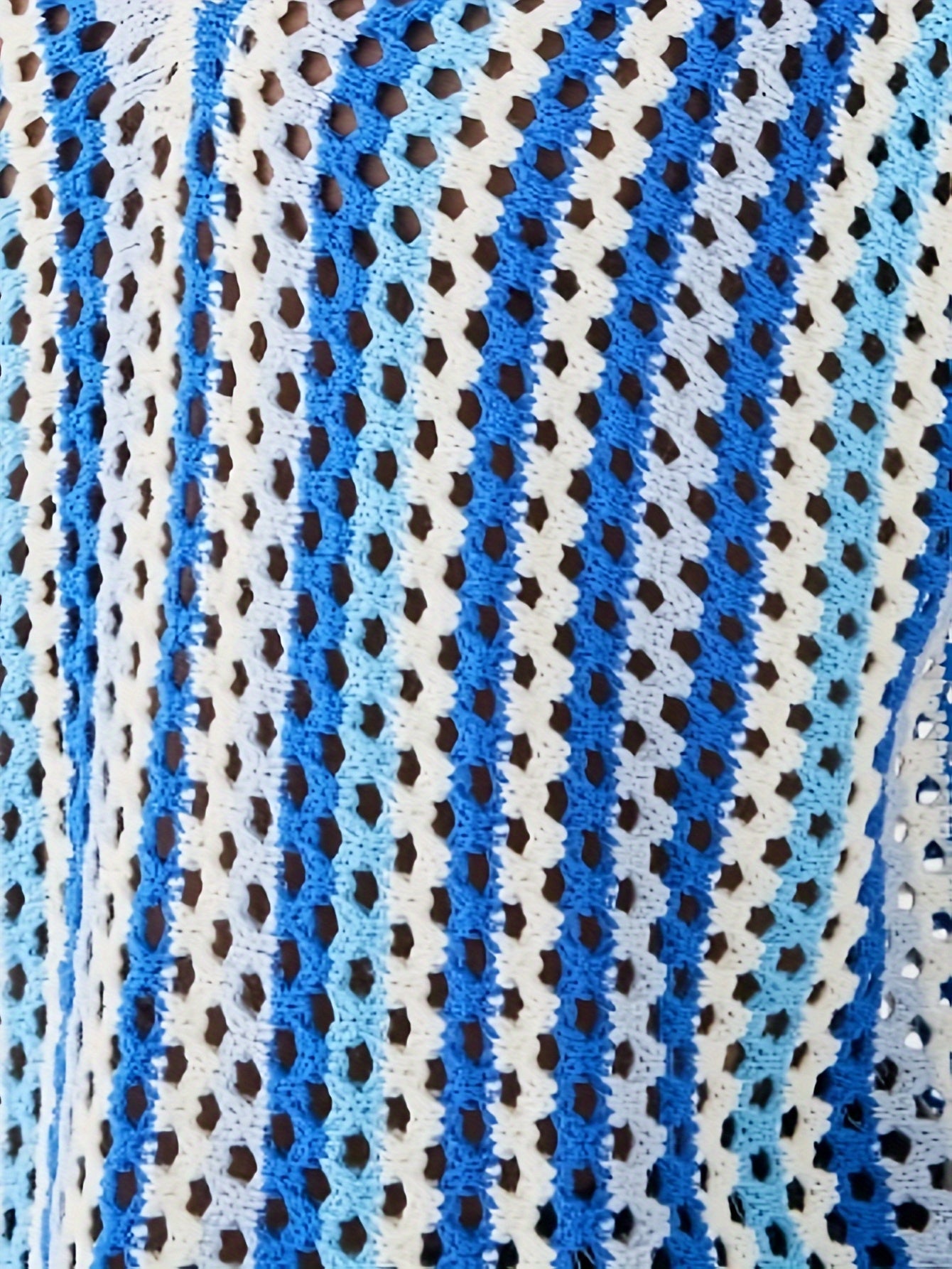 Gilet Ajoure Crochet Col V Sans Manches - Style Vacances Rayures FR S a XXL