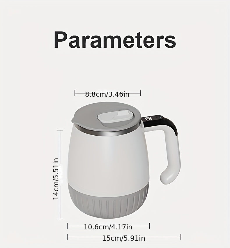Tasse melangeuse automatique acier inox 316 - Mesure temperature, couvercle, USB, cafe proteines milkshakes, blanc