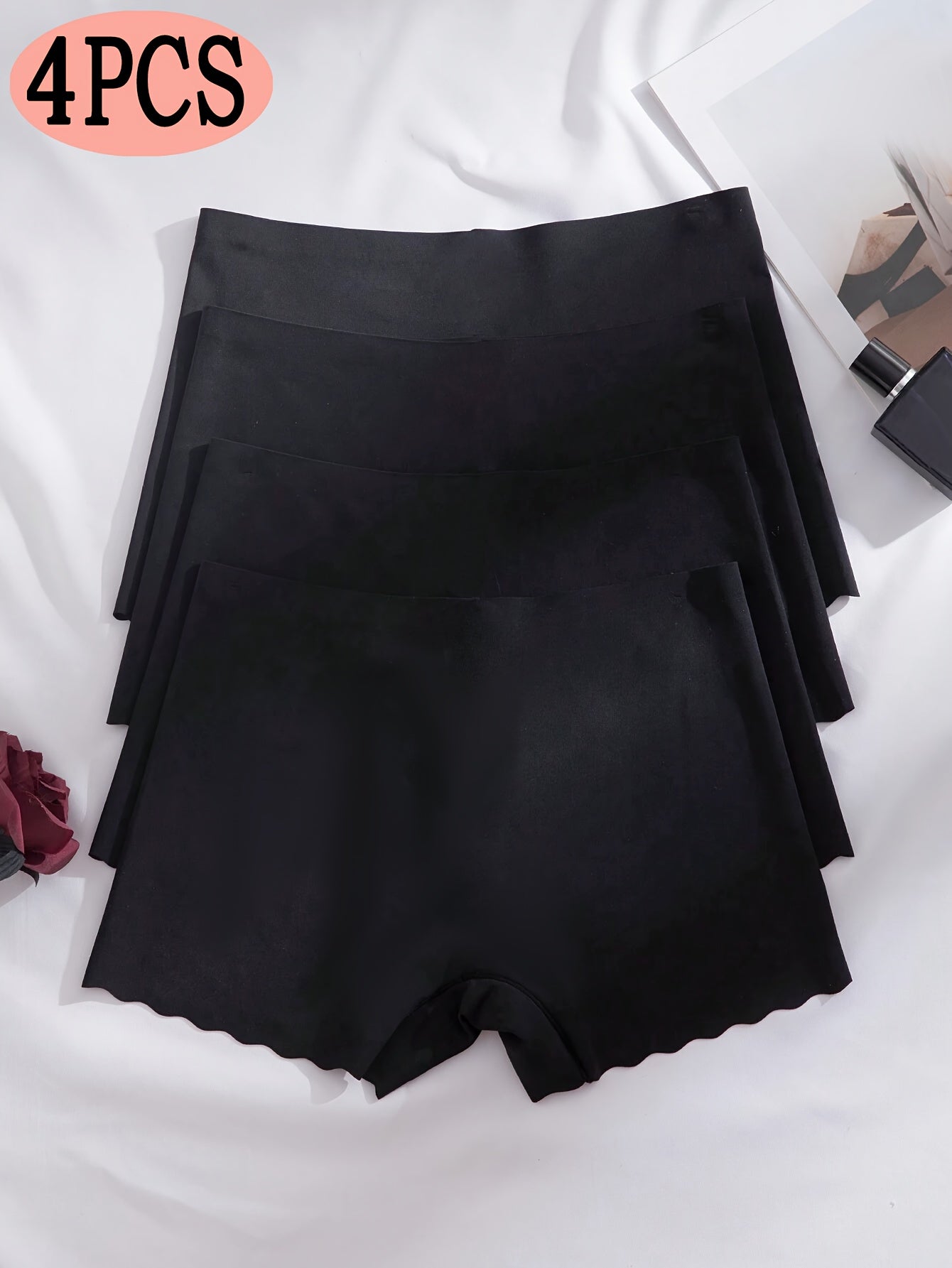 Lot de 4 Culottes Shorty Femme Mi-Haute - Doux, Extensible & Elegant
