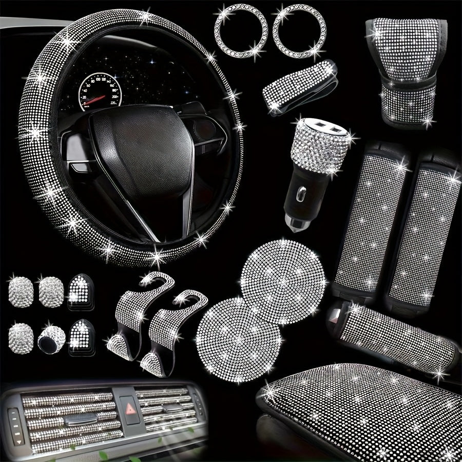 Kit 30 Strass Decoration Interieur Voiture - Volant & Grilles d'Aeration