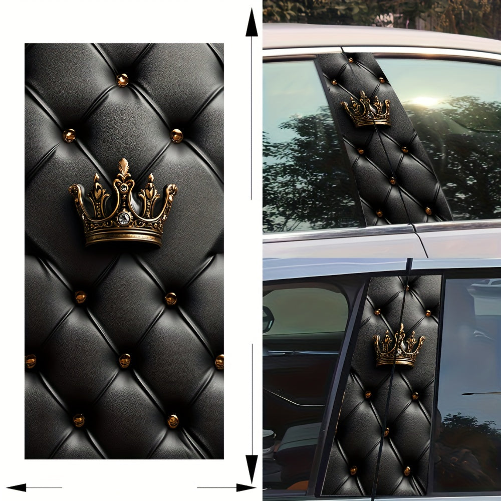 Lot de 2 Autocollants Voiture Couronne & Cœur – Vinyle Brillant Paillettes Imperméable