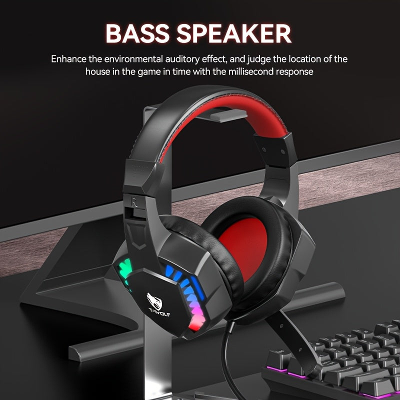 Casque Gaming Filaire RGB 7 Couleurs – Léger, Élégant & Jack 3,5mm | Alimentation USB | Rouge