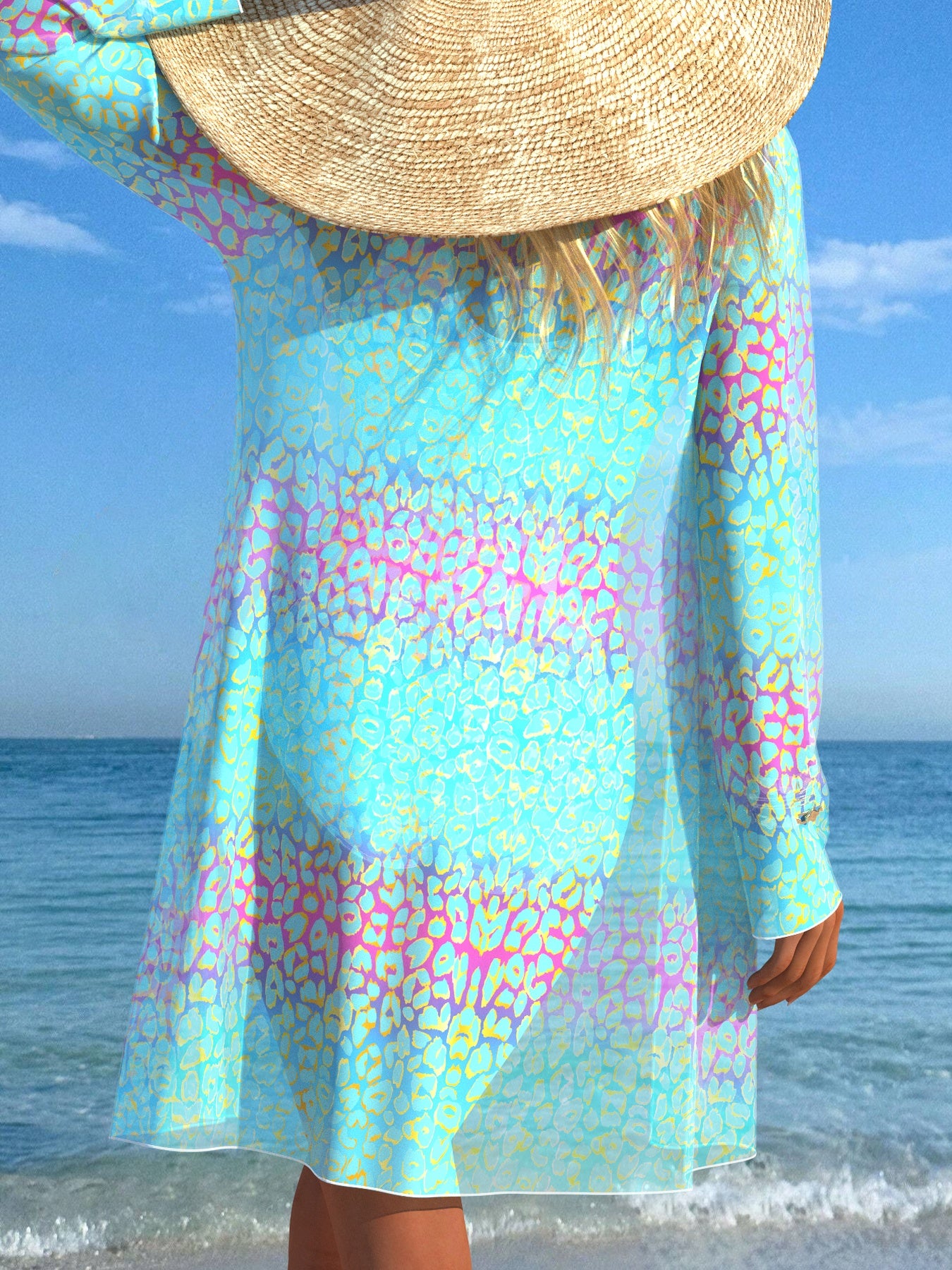 Ensemble 2 pièces femme maillot de bain imprimé aléatoire bleu - Très extensible, tenue de plage été