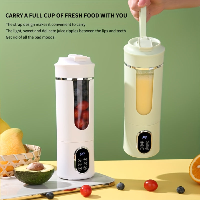 Blender portable rechargeable USB 530 ml LED - Broyeur glace 7.4V, smoothies jus, vert beige blanc