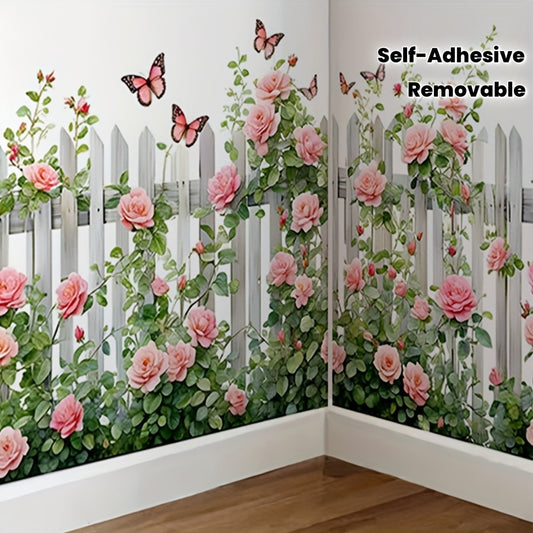 Stickers Muraux Papillons et Fleurs Roses Auto-adhésifs – Décoration Murale Classique | 59x40 cm
