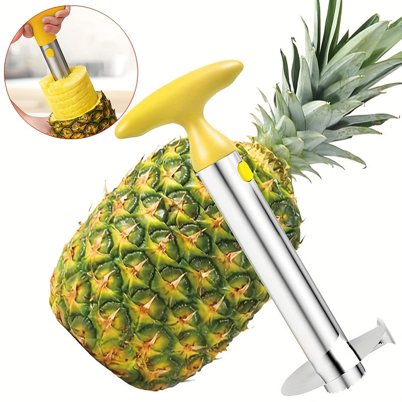 Eplucheur vide-ananas en acier inoxydable SHAON - Lame et manche amovibles, anti-rouille, jaune