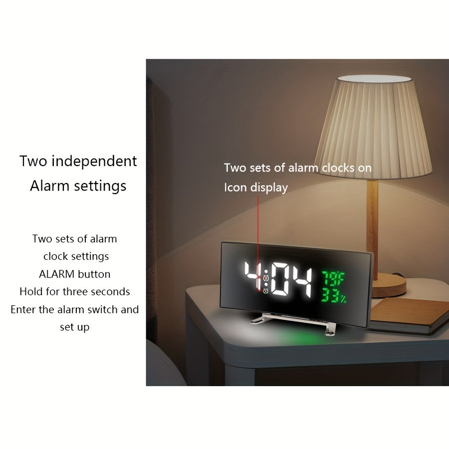 Réveil LED Multifonction Grand Ecran 6,6 Pouces - Heure Temperature Humidite USB