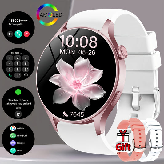 Montre Connectée Femme – Écran AMOLED HD 1,53", Appels Sans Fil, Assistant Vocal & 100+ Apps | IP68