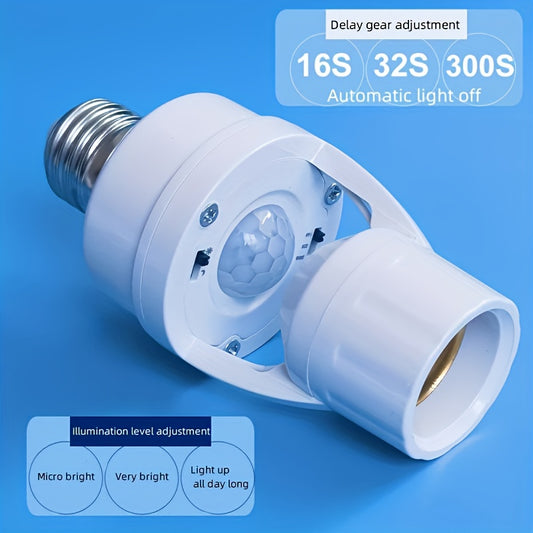Douille E27 detecteur de mouvement infrarouge - Marche/arret automatique, 110V/220V, blanc