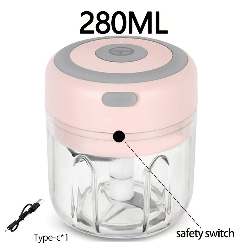 Hachoir Electrique Portable 280ml Rechargeable USB - Legumes Oignons Epices Noix Batterie 500mAh Vert Blanc Rose