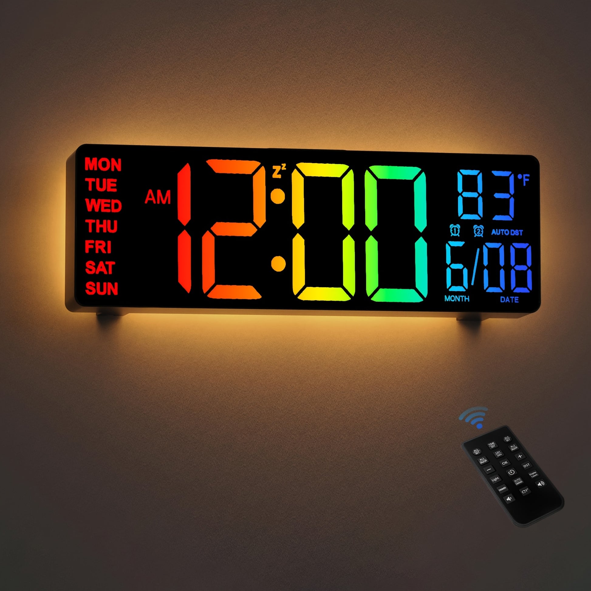 Grande horloge murale numérique avec télécommande, grand écran LED - Topdecheztop.fr